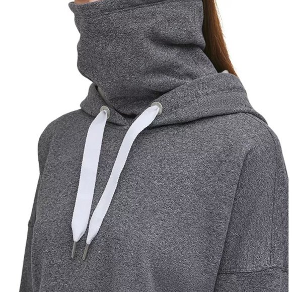 😳SALE😳 Calvin Klein PFCT3912 Women Face Mask Funnel Neck Gray Hoodie Cotton CK - Picture 2 of 6